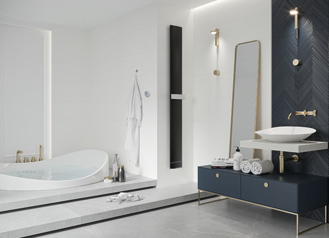 Slim bathroom design radiator